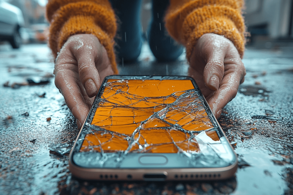 Personne ayant cassé un téléphone dans la rue