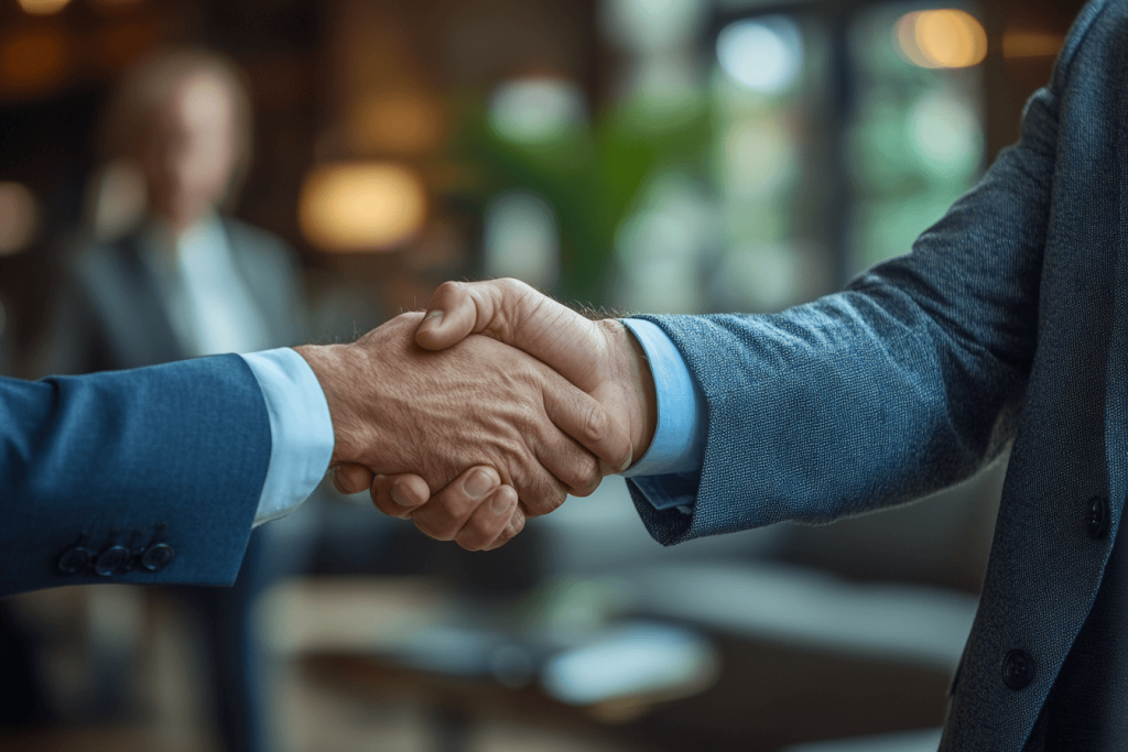 Deux hommes se serrent la main